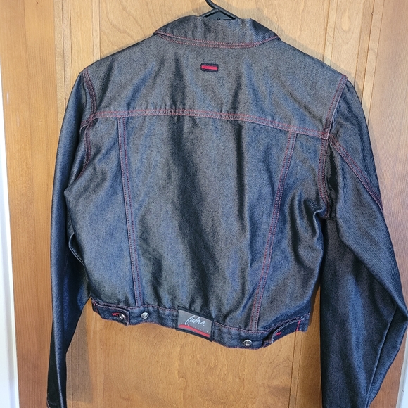FUBU Dark Blue Denim Cropped Jean Jacket, L - Picture 6 of 8